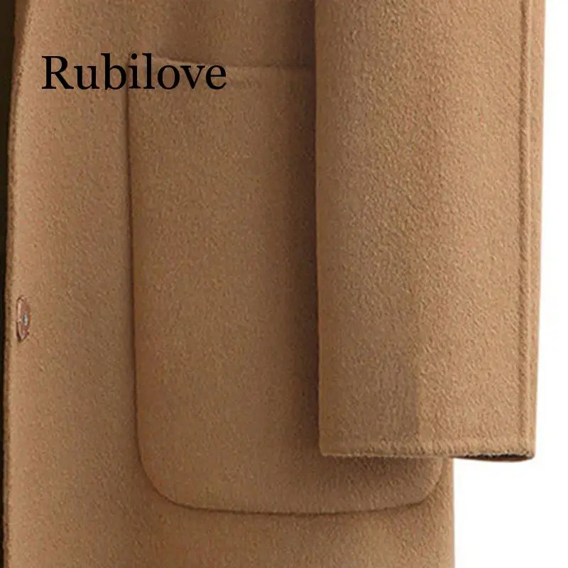 Rubilove шерстяной Тренч, офисный женский зимний Повседневный винтажный Тренч размера плюс, женский длинный Тренч, осенние пальто
