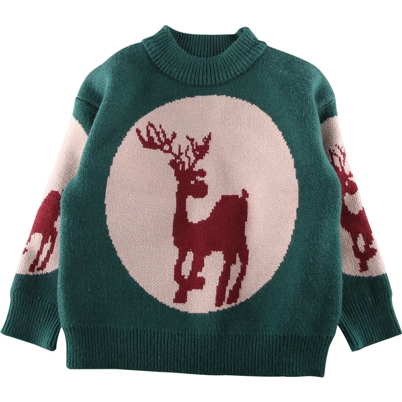

Cute Girl Christmas Top Sweater Shirt Long Sleeves Cartoon Deer Jacket
