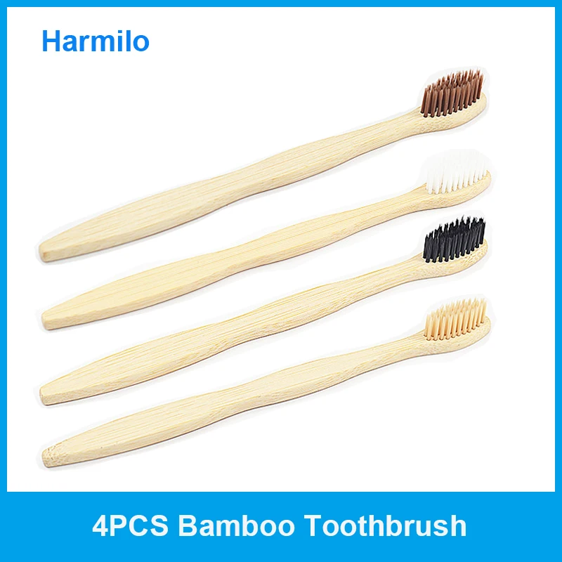 

4 Piece Mix Bamboo Toothbrush Eco Friendly Brosse A Dent Soft Bristles DuPont Charcoal Teeth Eco Bamboo Tooth Brush Dental Oral