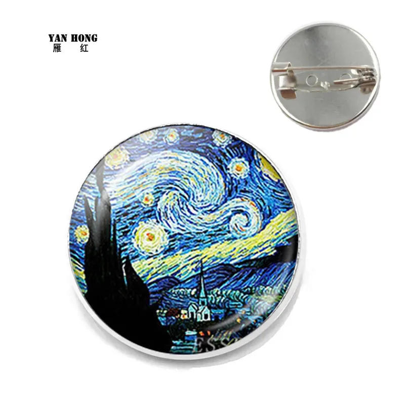 Винтаж Ван Гог искусство звёздная ночь Подсолнухи Брошь для женщин обувь мужчин