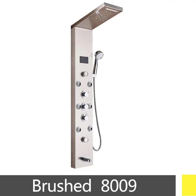 Brushed 8009 Матовый Никель Нержавеющая сталь сертифицированные 5-функции водопад дождевая Лейка Панель массажными Системы Ванна Носик душевая лейка душевая колонна - Цвет: Brushed 8009