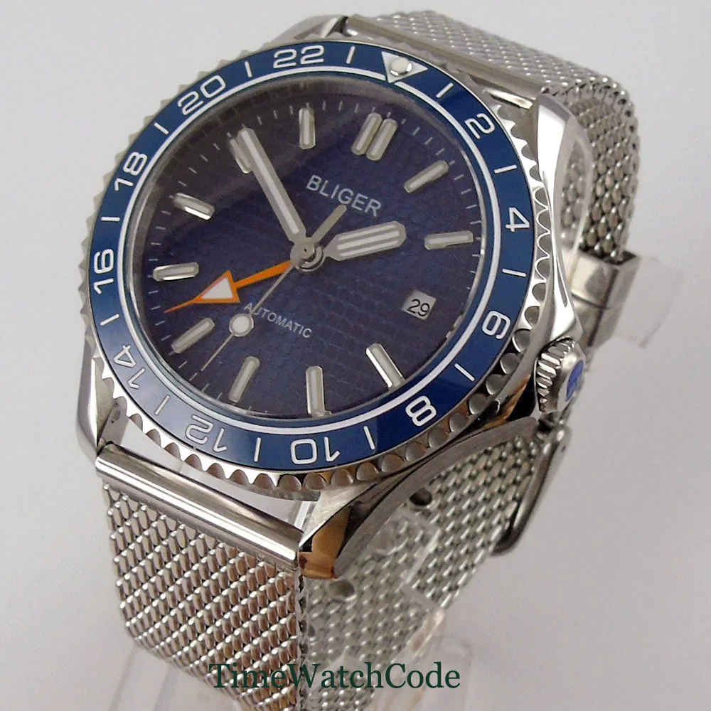 

Мужские автоматические часы с синим циферблатом, 41 мм