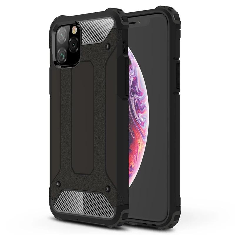 100 шт Гибридный Жесткий ПК Мягкий ТПУ силиконовый чехол для iPhone 11 Pro Max XS XR X 8 7 6 6S Plus Броня двухслойный Противоударный задняя крышка