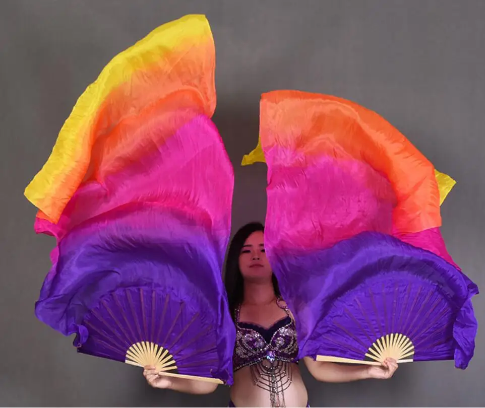 as picture New 4 Colors Gradient Belly Dance Silk Veil Kids Women Silk Dance Scarves Shawls Wraps 120cm 180cm Wholesale - Цвет: as picture