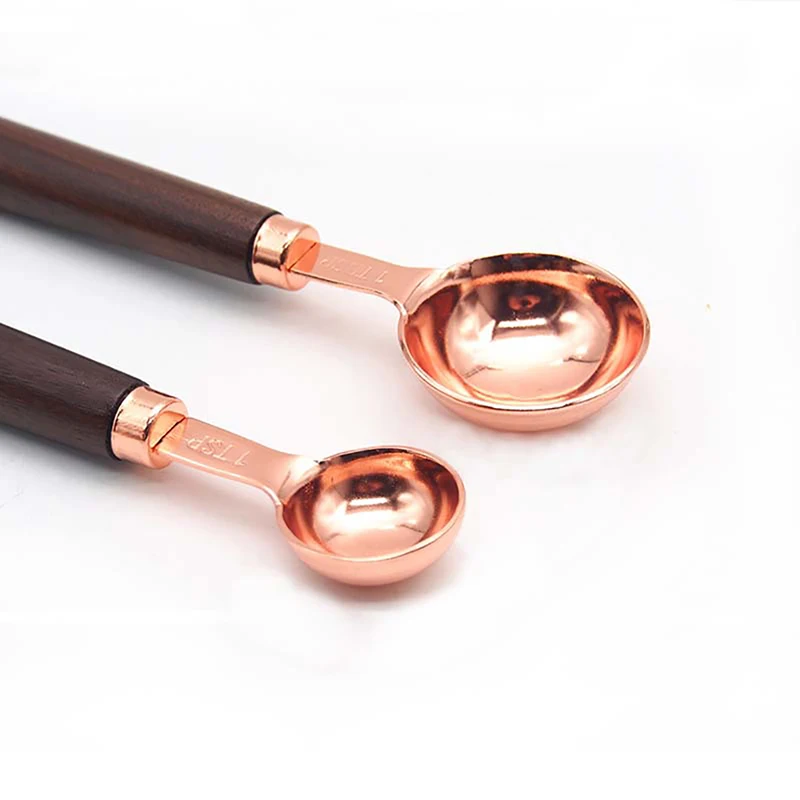 4 шт Розовое золото мерные стаканы ложка набор со шкалой Нержавеющая сталь Медь