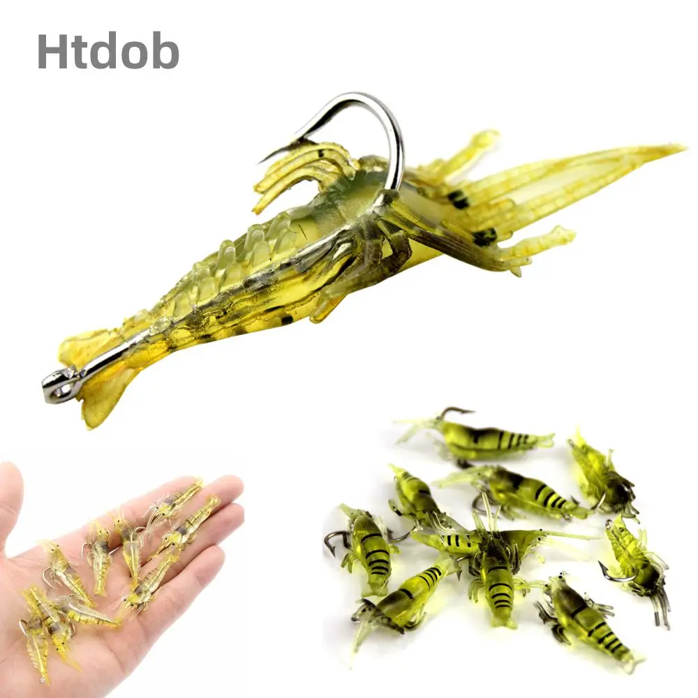 

20Pcs/Lot Silicone Baits 4cm 1g Soft Fishing Lure Gold Artificial Shrimp Bait No hook Sea Fishing Winter Fishing X107