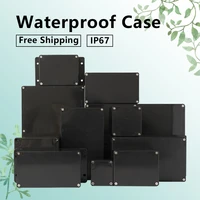 black box outdoor waterproof case plastic box electronic project case instrument waterproof junction box housing