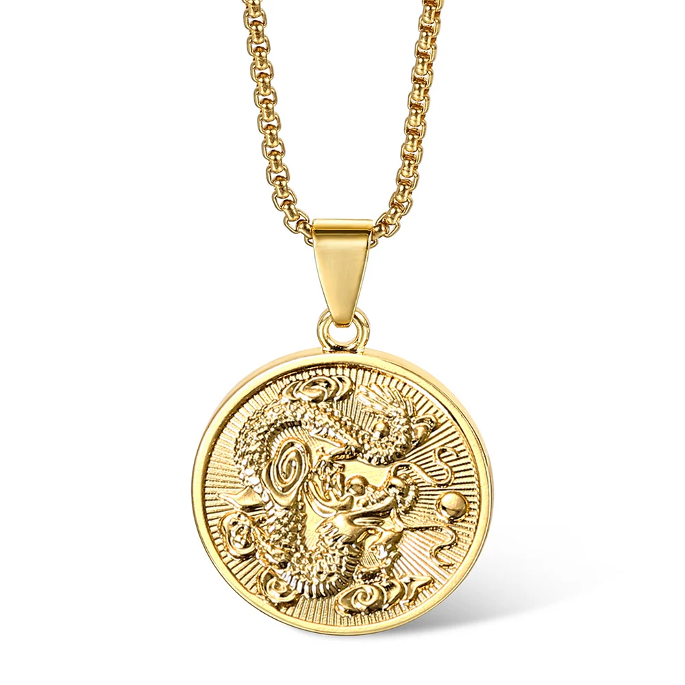 Новинка Винтажное колье золотого цвета с подвеской в виде китайского