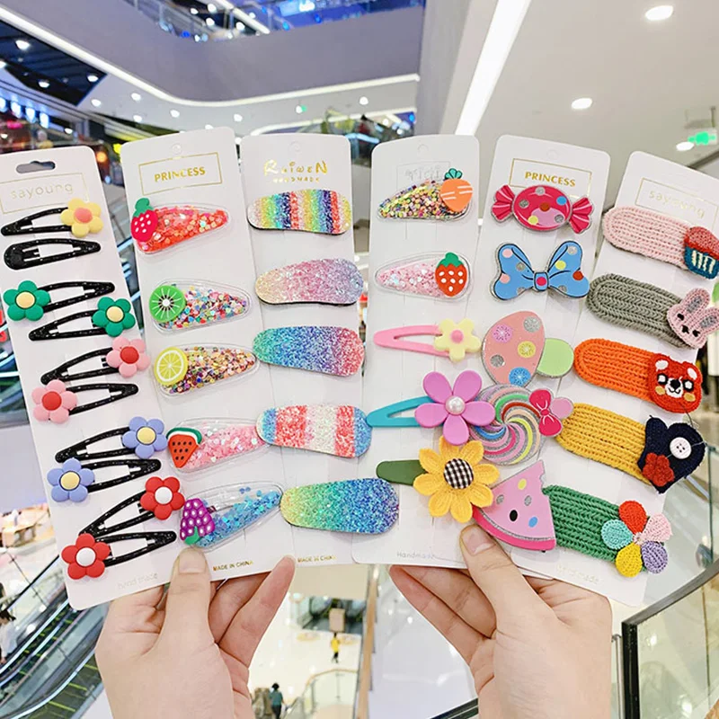 5 шт./компл. заколки для волос девочек милые Мультяшные украшения Детские