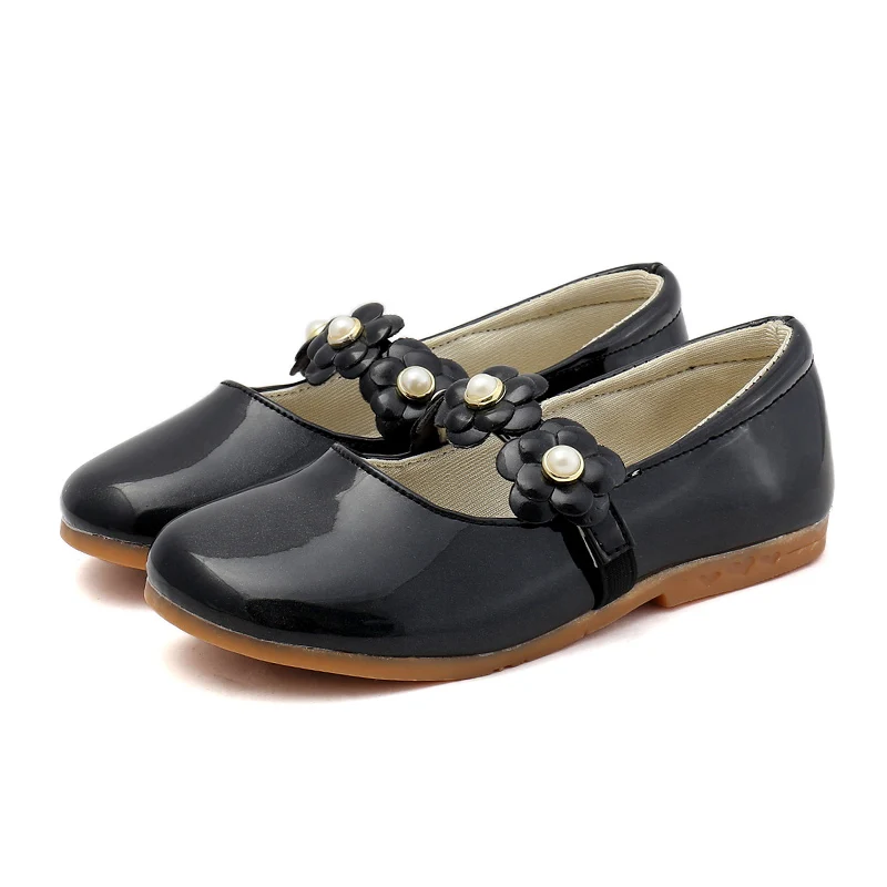 

Girls Leather Shoes Floral Kids Flats with Flowers Princess Sweet Soft High Quality Children Dress Shoes for Wedding Party 26-36