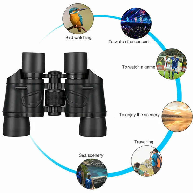 

60x60 High Clarity Telescope Folding Binoculars With Low Light Night Vision For Outdoor Bird Watching Travelling Hunting Camping