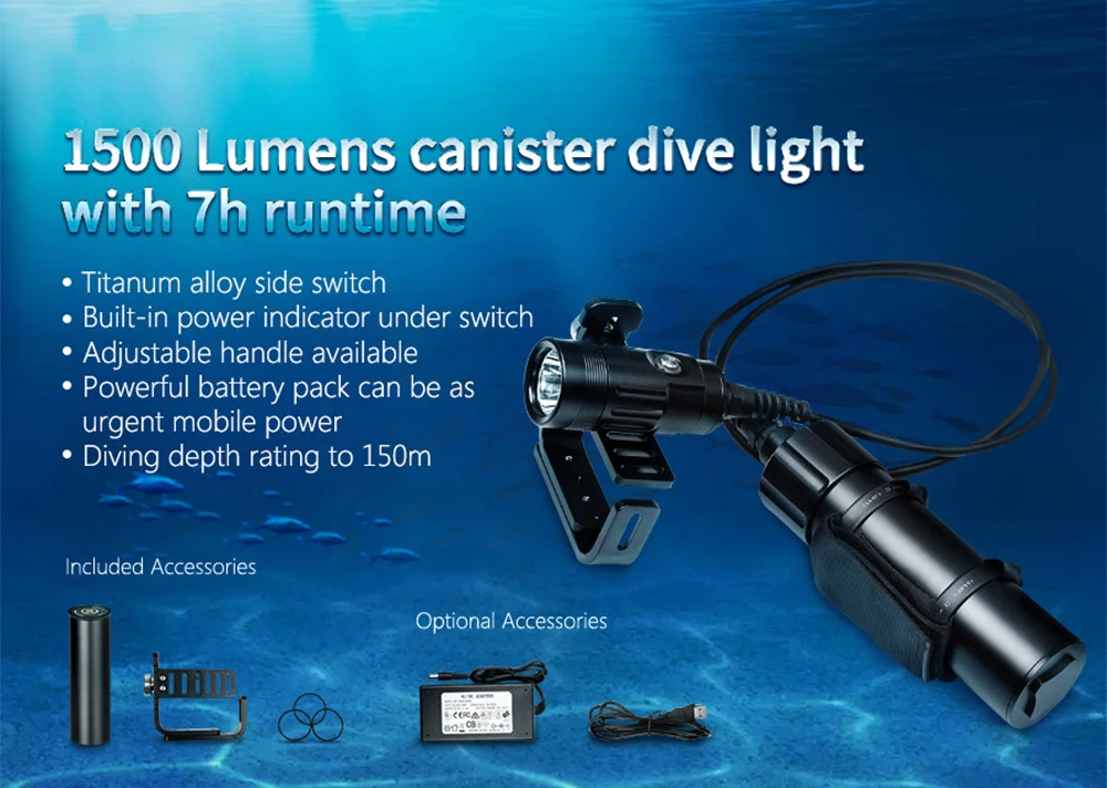 Asafee подводный светодиодный светильник для дайвинга 1500LM CREE XHP35 подводный 150 м профессиональный дайвинг вспышка светильник светодиодный светильник комплект
