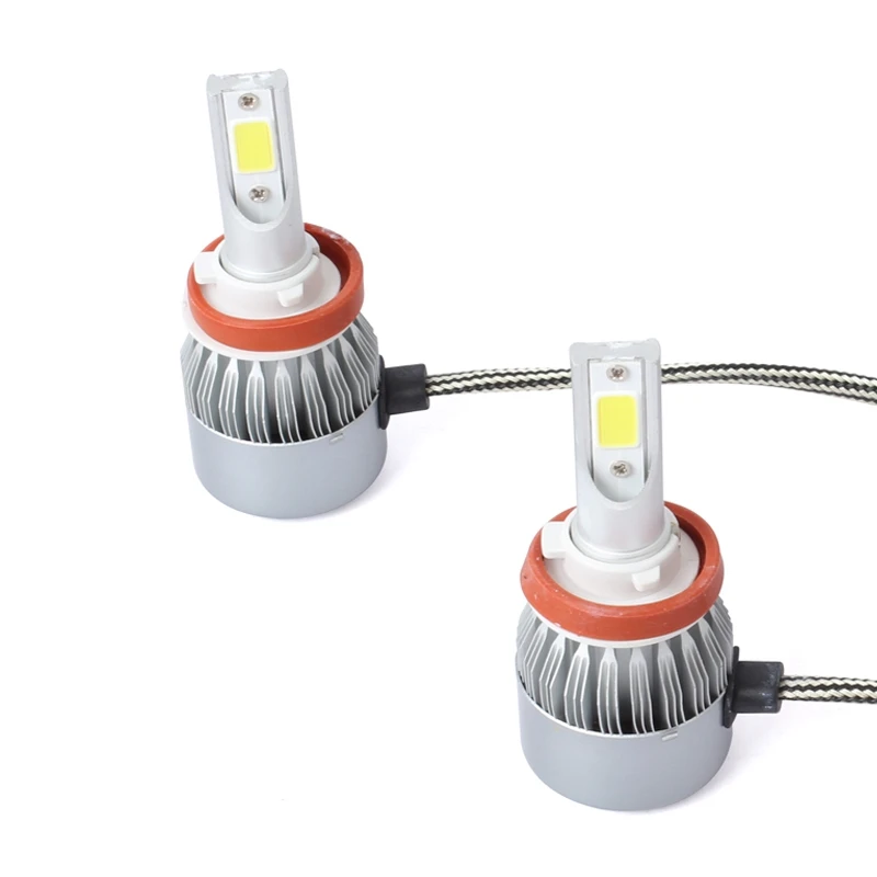 

New 2pcs C6 LED Car Headlight Kit COB H11 36W 7600LM White Light Bulbs