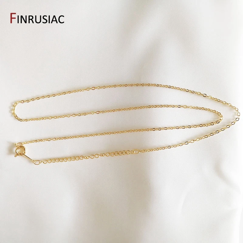 Wholesale 18K real gold plated chain for necklace making, 1.6mm thickness 50cm length, Spring clasp chain for Jewelry Making