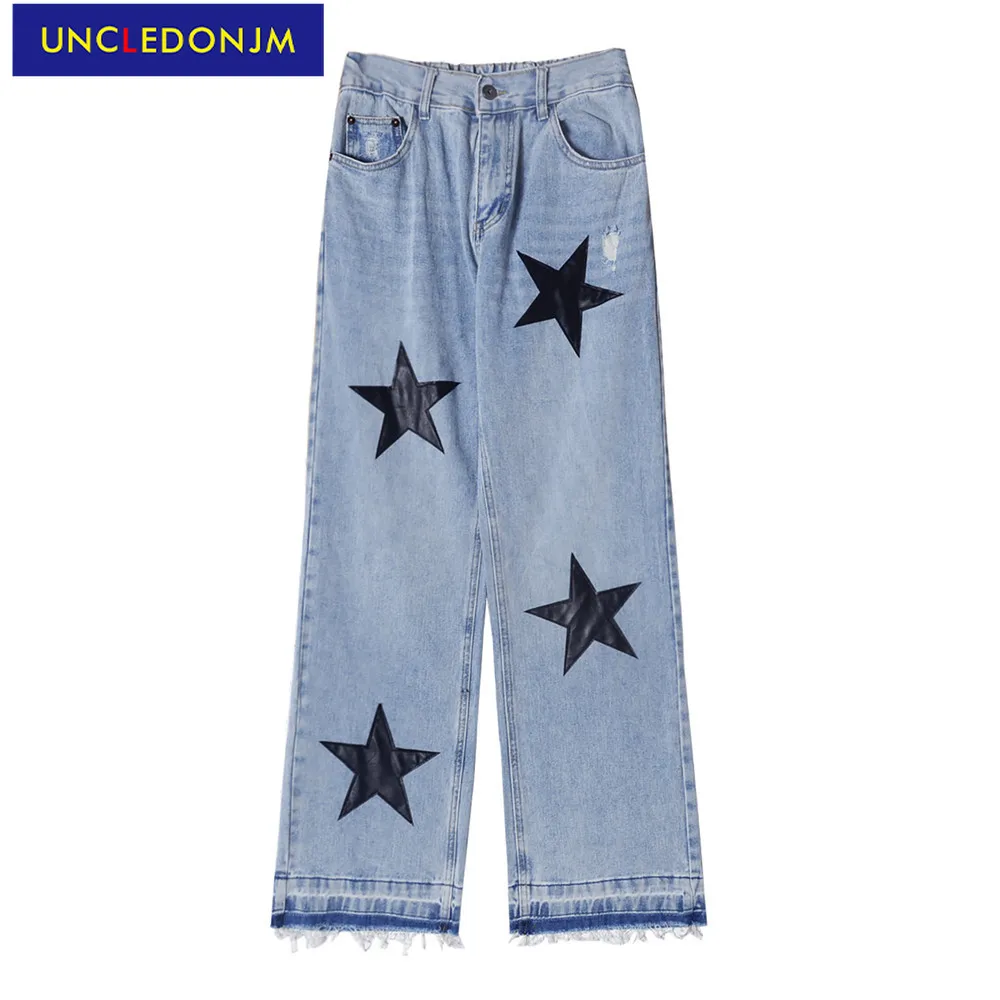 

UNCLEDONJM Винтаж грузовой Штаны для мужчин в стиле хип-хоп джинсы дизайнер Штаны мужские джинсовые брюки с эффектом потертости, свободные джинс...
