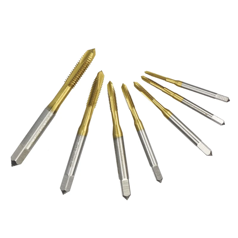 1 шт. HSS M2/M2.5/M3/M3.5/M4/M5/M6/M8 винтовой кран титановое покрытие сверло метрический ручной кран Прямой Флейта Резьба Кран