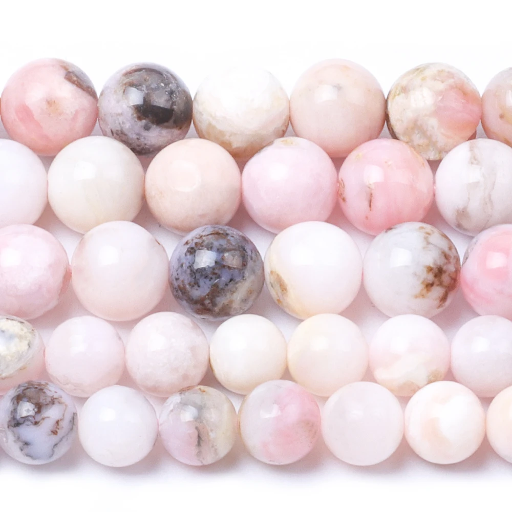 

Круглые бусины из натурального розового опала, незакрепленные бусины из натурального драгоценного камня для изготовления ювелирных издел...