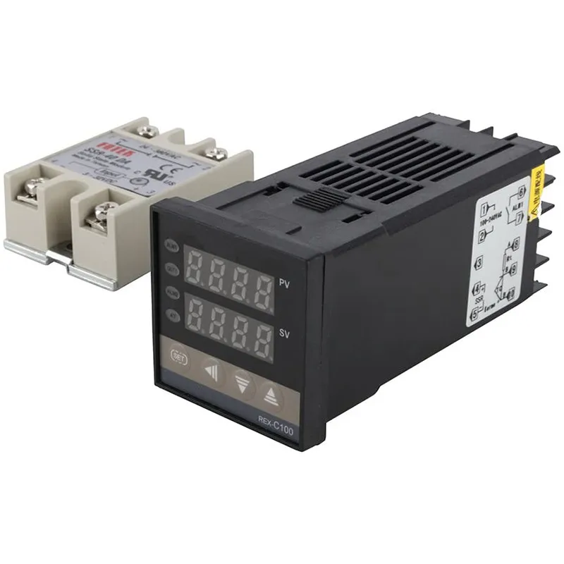 

Терморегулятор REX-C100 SSR 40DA K, термопара, радиатор для термостата котла