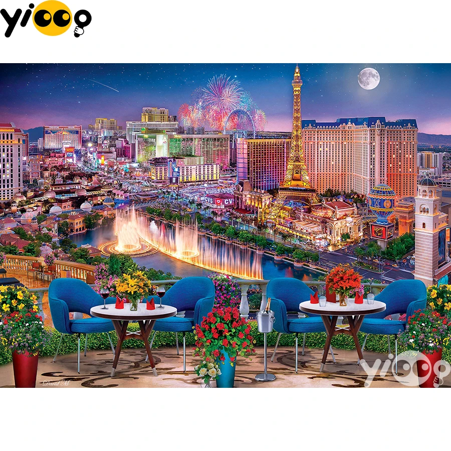 

Full Square/Round Drill Diamond Painting Cross Stitch Embroidery Las Vegas scenery Rhinestone Mosaic Home Decor Gift BX2162