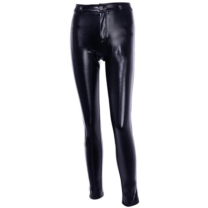 

Leather pants zip tights sexy peach hip women faux leather