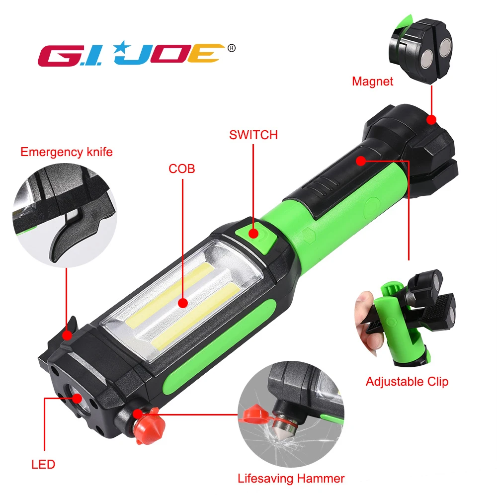 GIJOE cob портативный светильник аварийный молоток светодиодный рабочий встроенный
