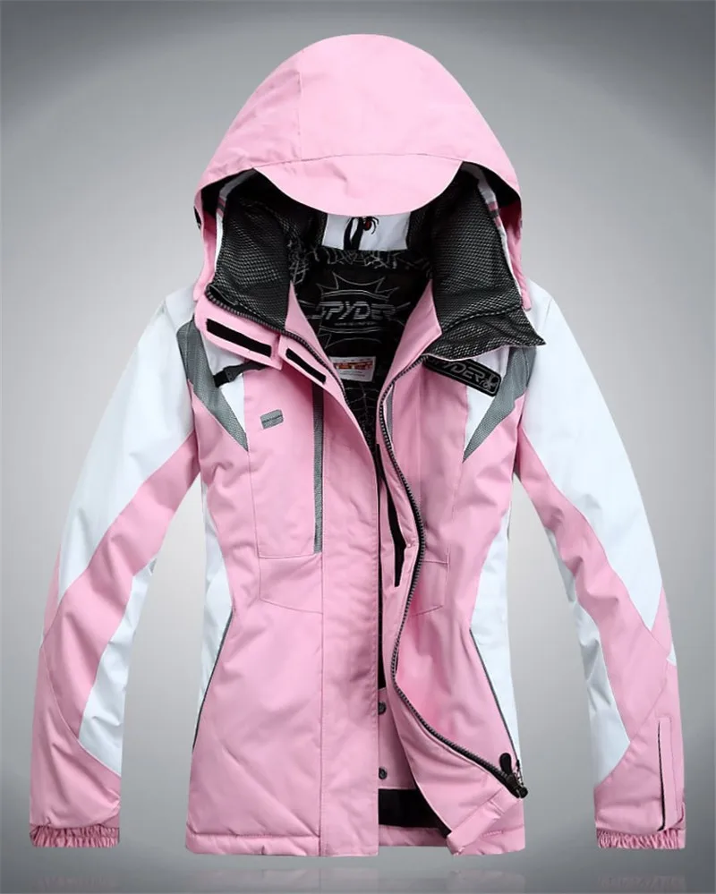 Jacket-Light Pink Женские зимние куртки с капюшоном, ветронепроницаемое плотное теплое пальто, женские лыжные куртки и штаны, костюмы для сноуборда, женский лыжный костюм - Цвет: Jacket-Light Pink