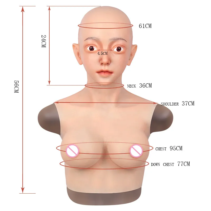 E чашки силикона Грудная форма реалистичной человеческое лицо для Хэллоуина