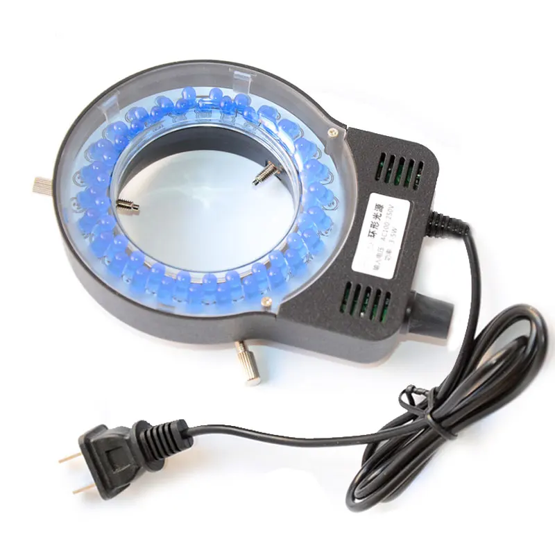 

100-240V Optical Blue LED Video Stereo Microscope Ring Light Source 65mm Inner Dia Brightness Adjustable Microscopio Lamp