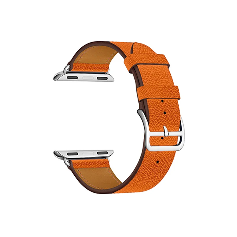 Orange Для Apple Watch Series 4 5 40 мм 44 мм ремешок из натуральной кожи для часов herm Apple Watch Band Series 1 2 3 Ремешки для наручных часов браслет - Цвет ремешка: Orange