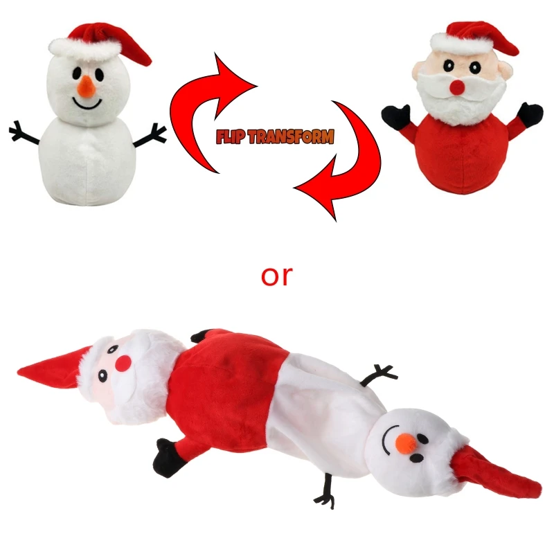 

Рождественская игрушка Санта-Клаус, снеговик, милая двухсторонняя плюшевая кукла с откидной крышкой, подарок на день рождения для детей, ма...