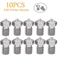 10pcslot stainless steel 3d printer nozzle mk8 v5 v6 0 4mm thread m6 1 75mm filament for extrusion press of 3d printer parts