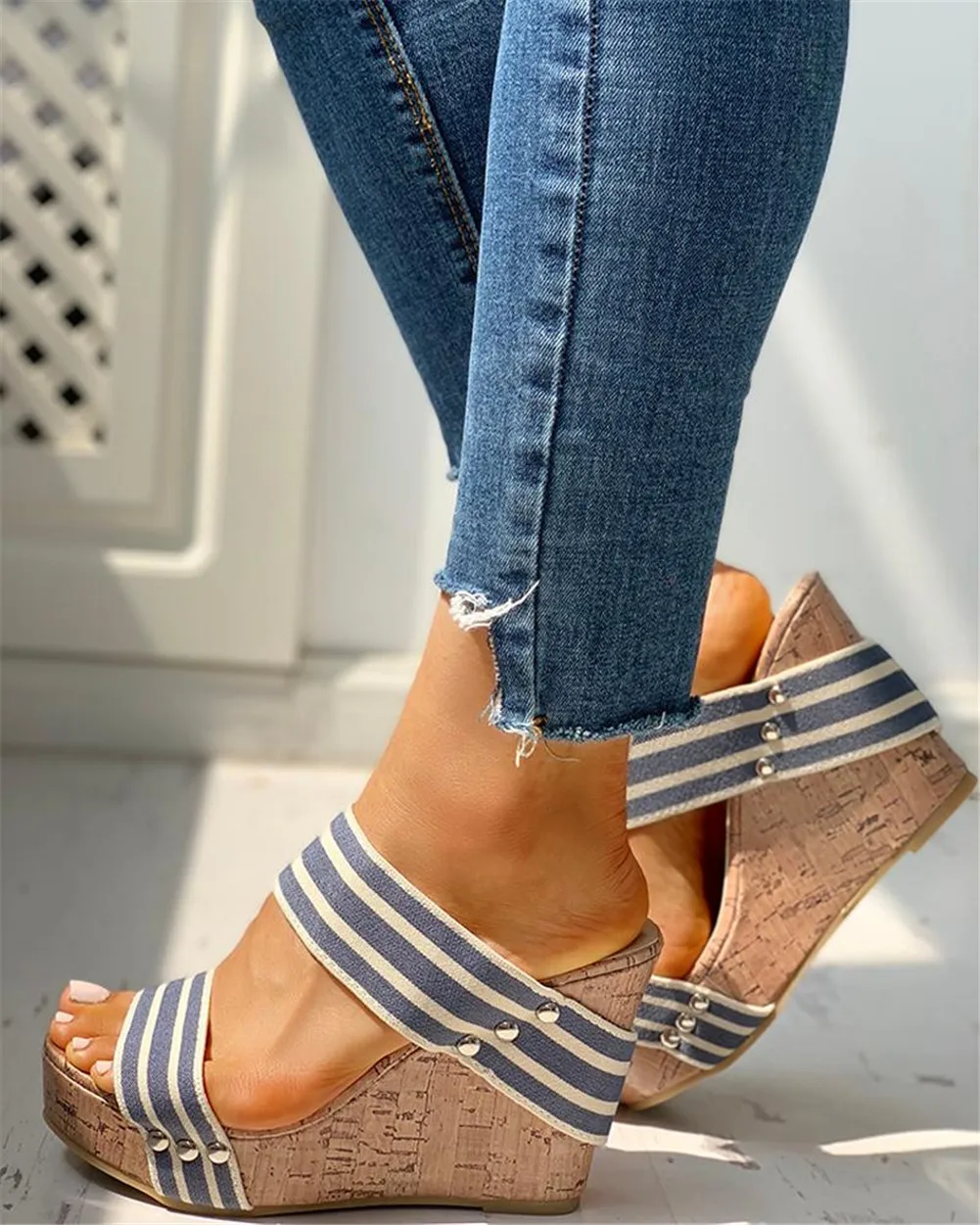 

Leisure big size 43 Women comfortable Wedges Shoes 2020 On Stock Summer Sandals Woman Platform High Heels Shoes Woman