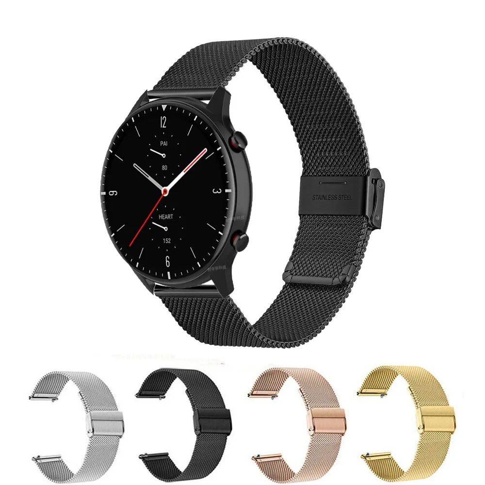 

Ремешок «Миланская петля» для Huami Amazfit GTR 2 2E, сменный Браслет для Amazfit GTR 42 мм 47 мм/Bip S/U Pro, 20 мм 22 мм