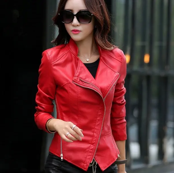 2022 Brand New Soft Faux Leather Jackets Women Slim Motorcyle Biker Short Jacket Lady Spring Autumn Pu Coat BIG Size Outerwear