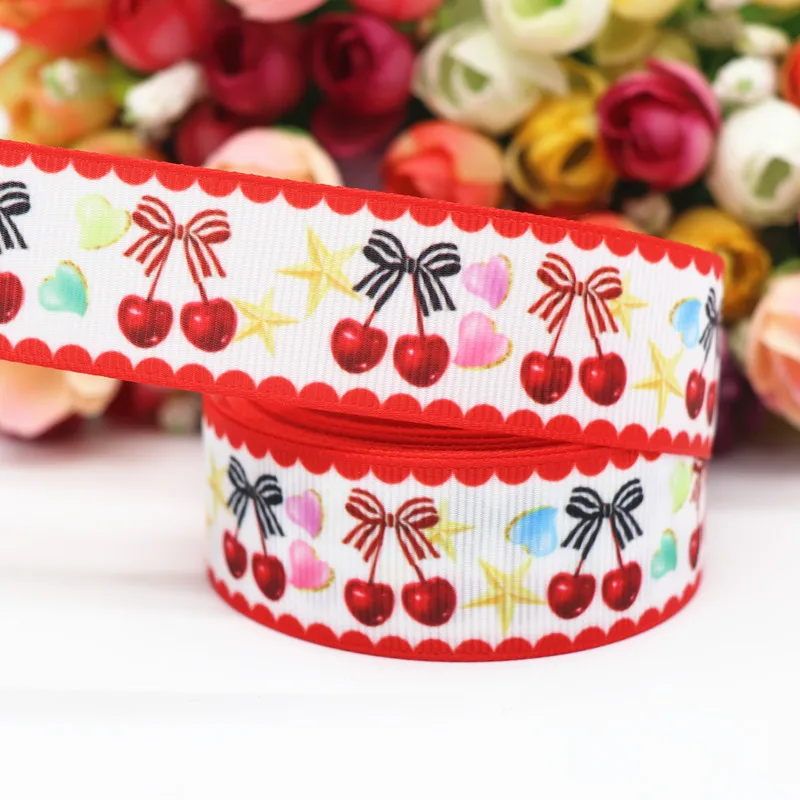 10 ярдов 1 'ཕ мм фрукты/торт Печать Grosgrain ленты для волос луки DIY материалы