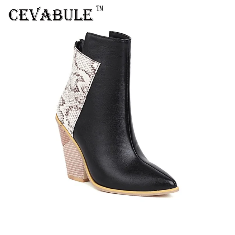 

CEVABULE 2021 New Autumn and Winter High-heeled Pointed Stitched Women's Boots 40-48 Large Back Zipper Low Tube Boots TYX