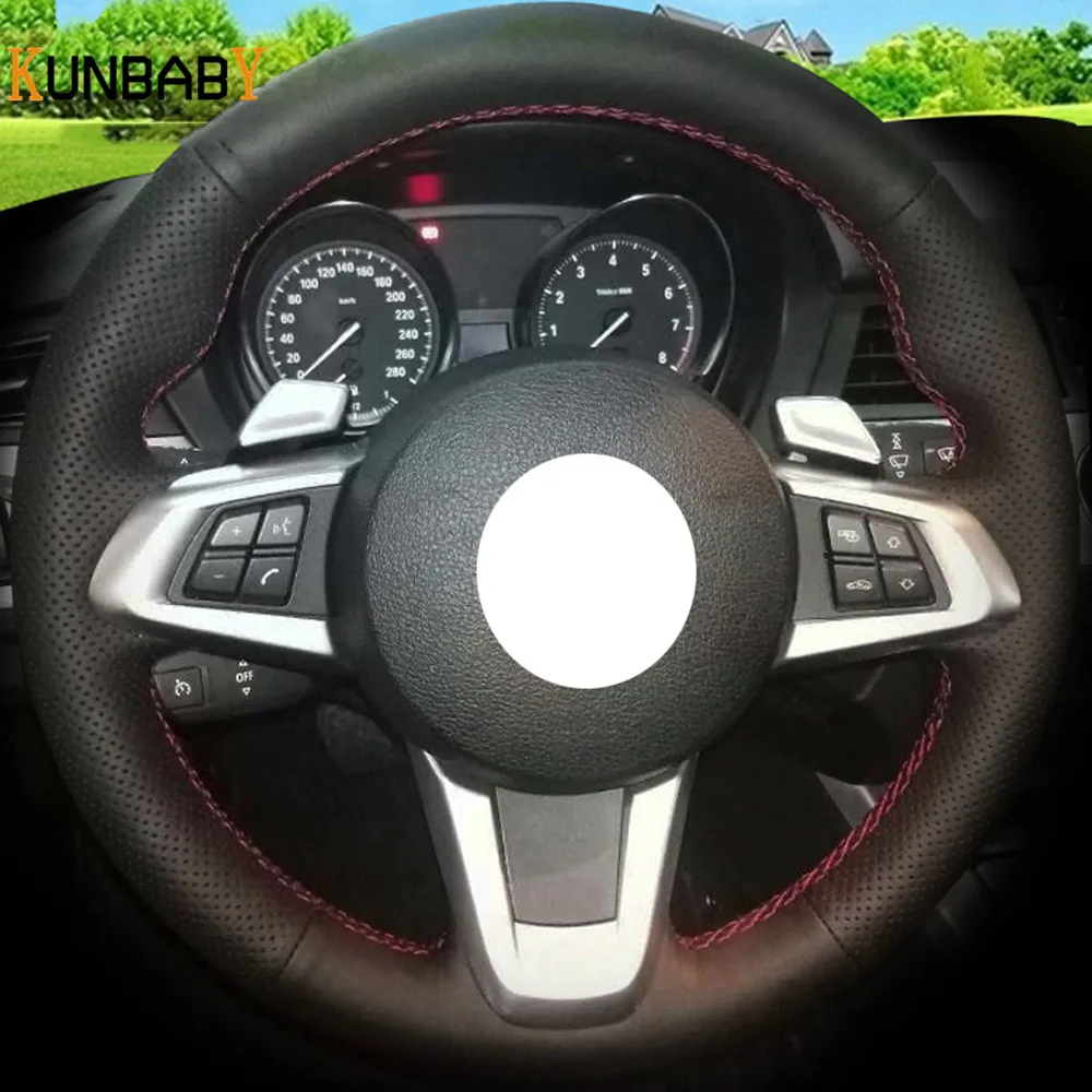 KUNBABY Car Styling Black Genuine Leather Steering Wheel Cover for BMW E83 Z4 2009-2014 Accessories | Автомобили и мотоциклы