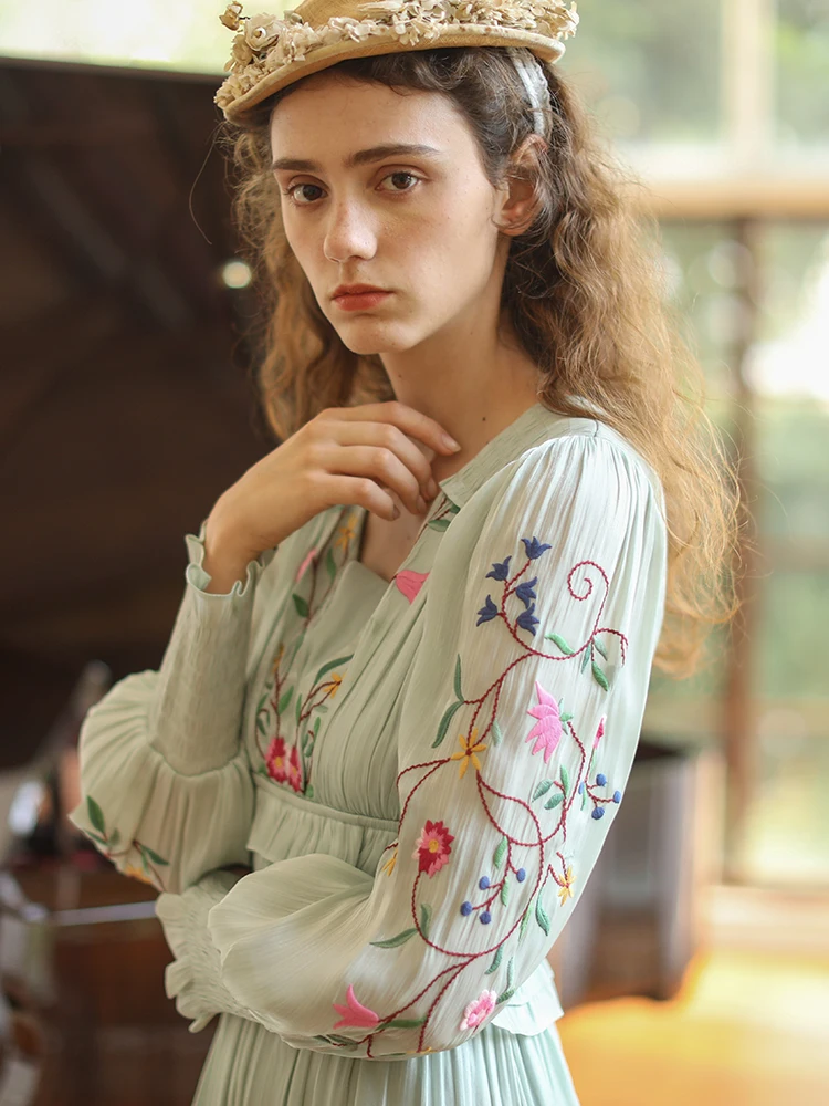 Женское винтажное платье макси с V-образным вырезом и оборками - купить по