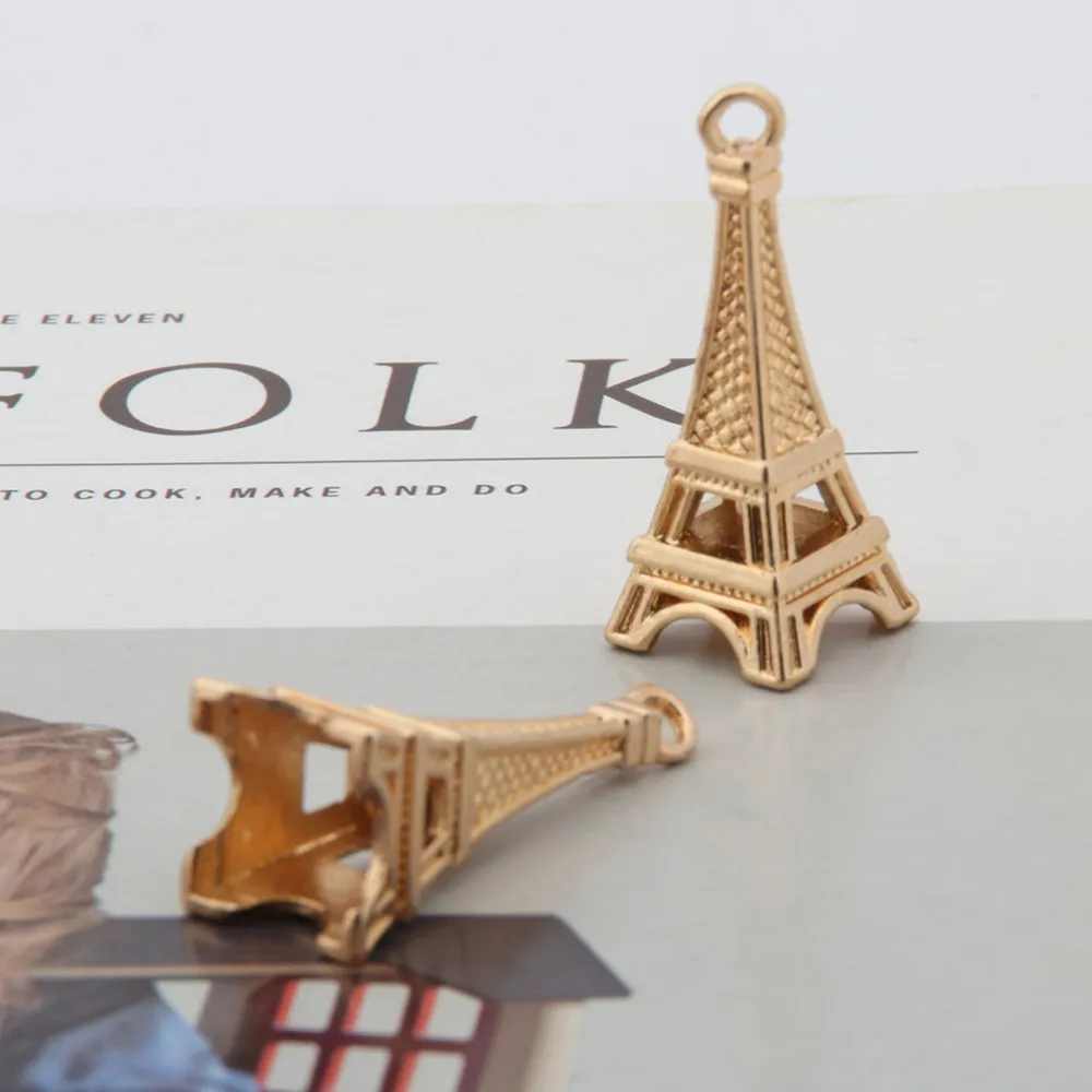 5 шт. золотые 3d подвески в виде Эйфелевой лампы|Шармы| |