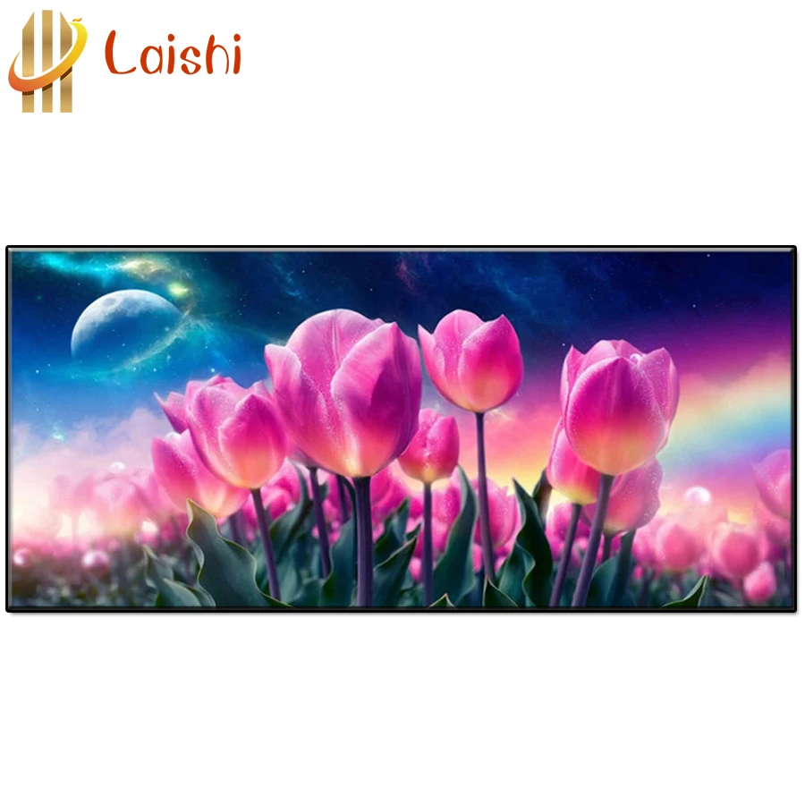 

5D DIY Rose red tulip full circle square diamond painting Mosaic cross stitch Mosaic Rhinestone home decoration wall paste