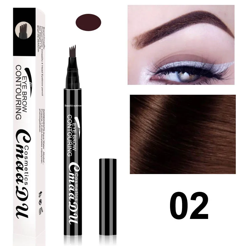 3 Color Eyebrow Pencil Waterproof Fork Tip Tattoo Pen Tinted Fine Sketch Eye Brow Pencils Long Lasting Eyebrows Makeup | Красота и