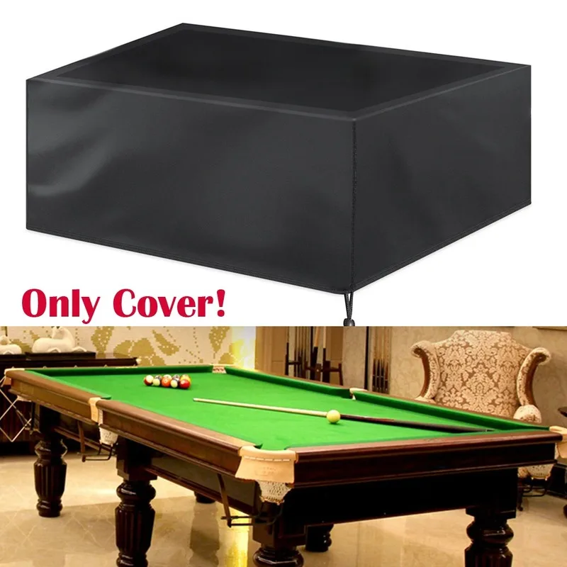 

Black 7-9FT Heavy Duty Waterproof Billiard Snooker Pool Table Dust Cover Anti-UV Black All-Purpose Covers S M L