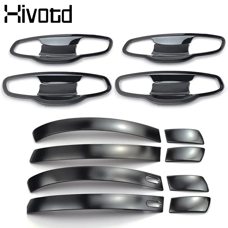 black-cover and bowl Hivotd для Skoda Kodiaq шкода кодиак Автомобильная дверная ручка Крышка+ чаши отделка ABS защита украшения внешний хромированный Стайлинг,автотовары аксессуары для авто - Цвет: black-cover and bowl