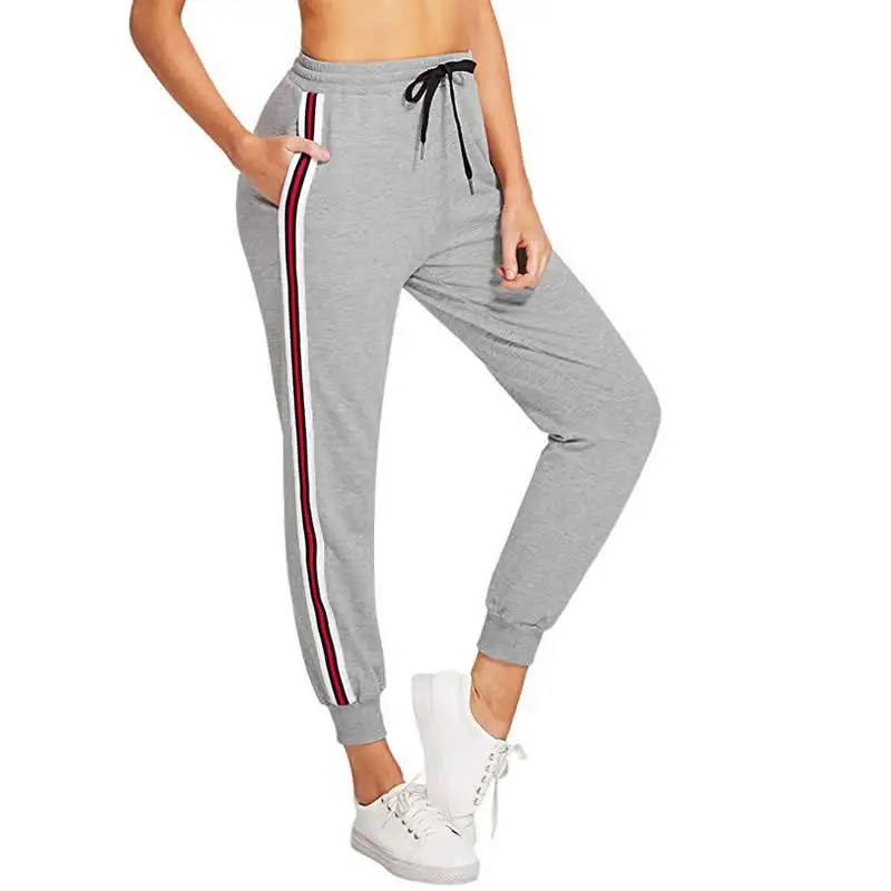 Модные Повседневные спортивные штаны для бега с боковой полосой Женская