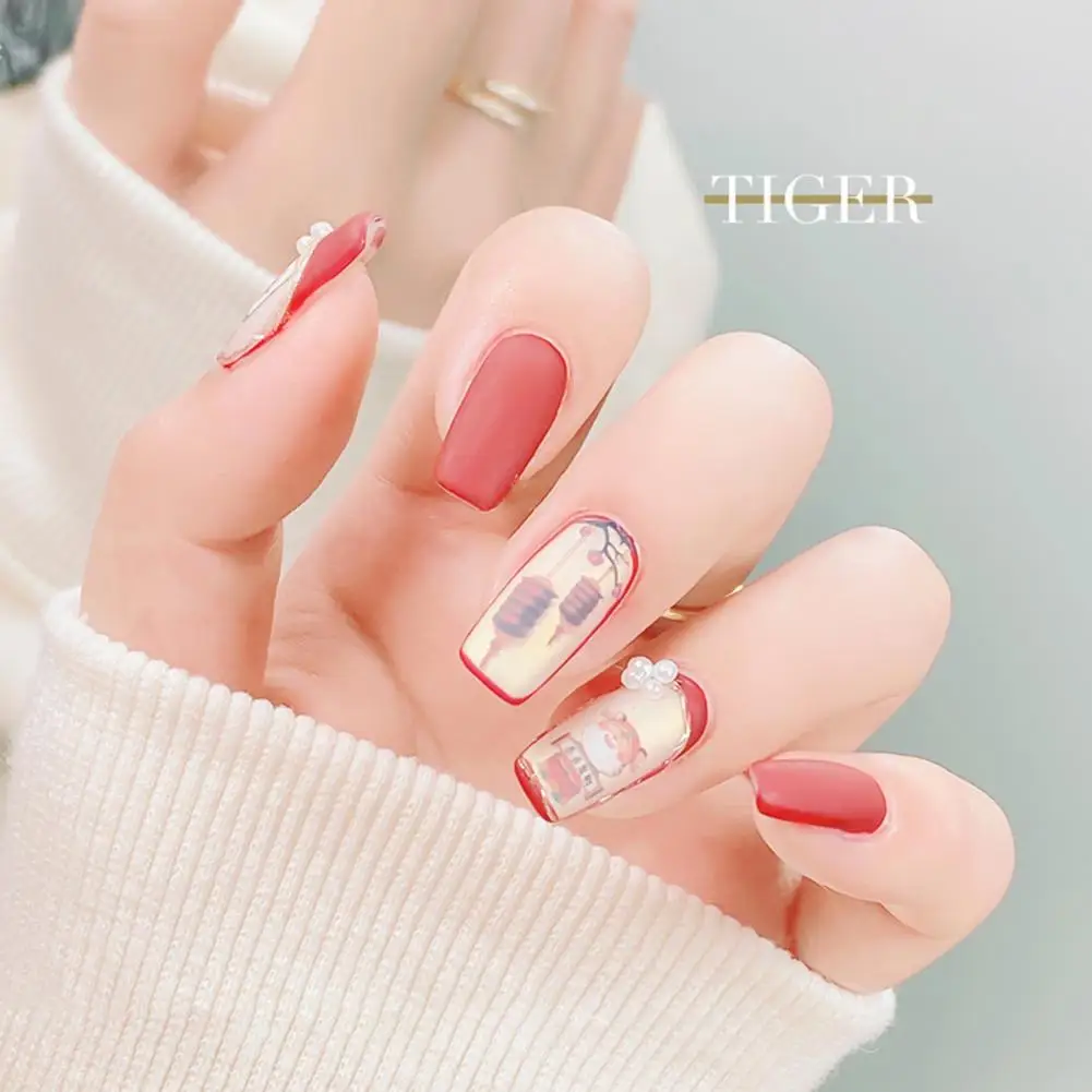 Новогодняя наклейка для ногтей яркие 3D эффекты ультратонкая легко