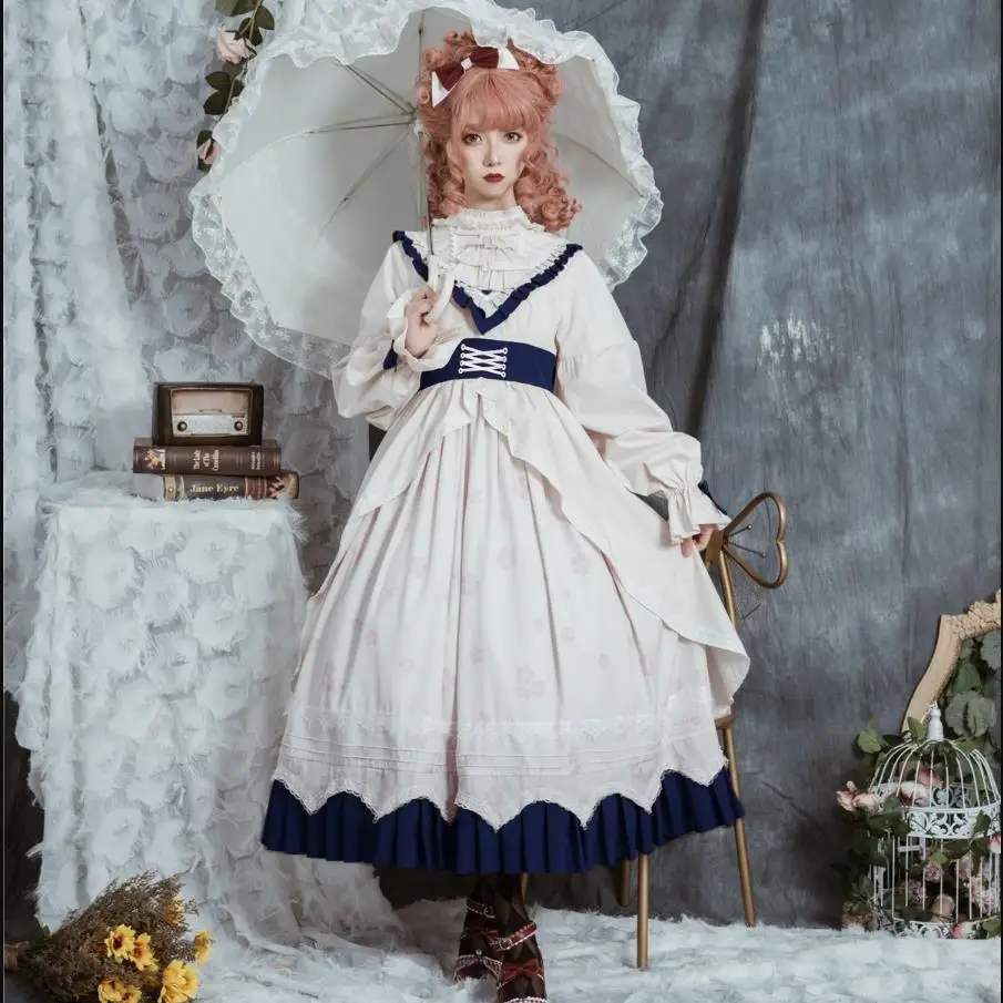

Royal fairy Japanese soft sister Princess LOLITA dress female ruffles stitching original cute pleated gown dress F1202 factory