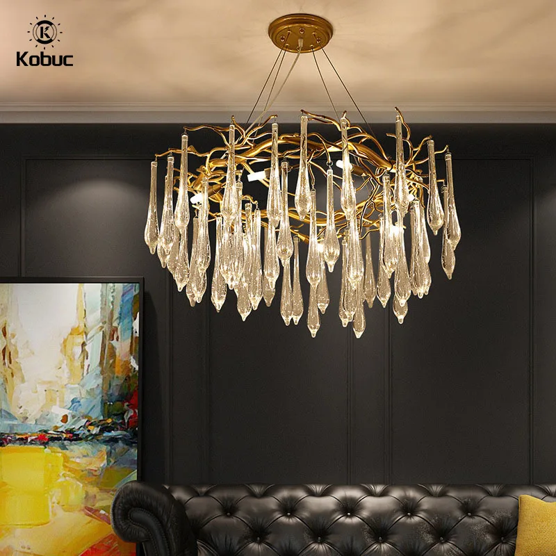

Kobuc Luxurious LED Chandelier Nordic 6/8/12 Head K9 Crystal Ceiling Chandelier Light for Dining room Villa Living room Decor