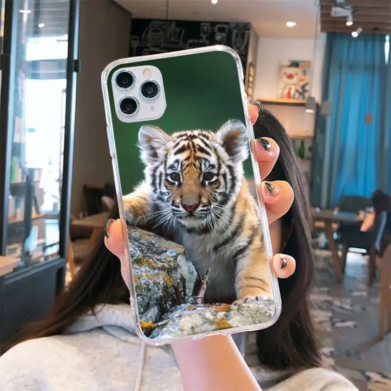 

tiger animal carcasa protective king Phone Case Transparent for iPhone 6 7 8 11 12 s mini pro X XS XR MAX Plus