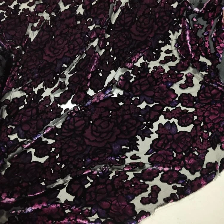 

By 1 Meter purple flower High Grade Real Velvet Cloth Dress Cheongsam Shirt Fabric