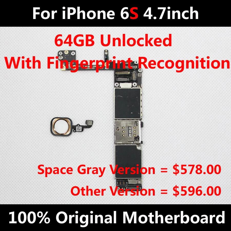 Для iPhone 6S 4,7 дюймов 64 Гб оригинальная материнская плата Заводская разблокированная материнская плата с сенсорным ID IOS поддержка обновления